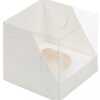 Коробка для 1 капкейка 100*100*100 белая с прозрачной крышкой